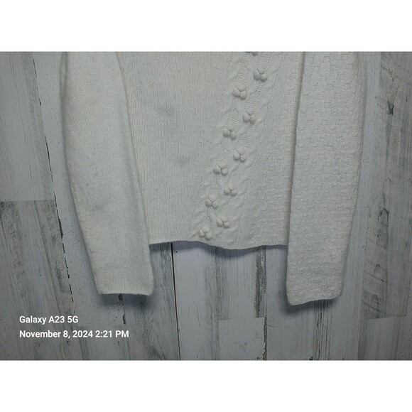 Garnet Hill Women's Small Lambswool  Angora Blend Sweater Cream - Picture 2 of 5